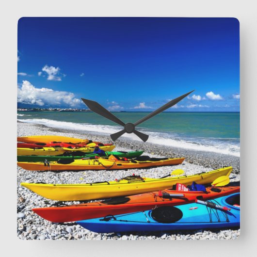 Summer Kayaking Quadratische Wanduhr (Vorderseite)