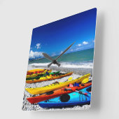 Summer Kayaking Quadratische Wanduhr (Winkel)