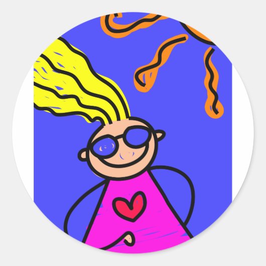 Summer Kid Runder Aufkleber (Vorderseite)