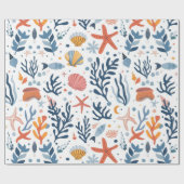 Summer Kid's Birthday Seashells Coral Geschenkpapier (Flach)