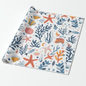 Summer Kid's Birthday Seashells Coral Geschenkpapier (Ungerollt)