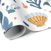 Summer Kid's Birthday Seashells Coral Geschenkpapier (Rolleneckpunkt)