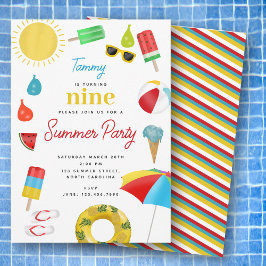Summer Kids Pool Beach Geburtstagsparty Thema Einladung