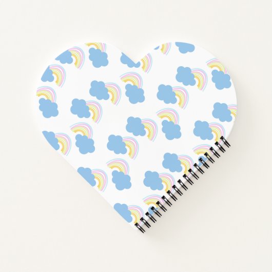 Summer Kids Rainbow and Clouds Pattern Notizblock (Rückseite)