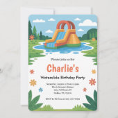 Summer Kids Waterslide Geburtstagsparty Einladung (Vorderseite)