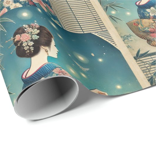 summer kimono&fireflies geschenkpapier (Rolleneckpunkt)