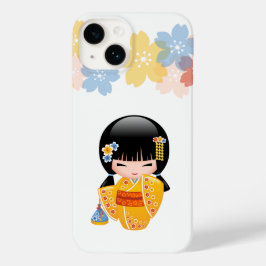 Summer Kokeshi Doll - Yellow Kimono Geisha Girl Case-Mate iPhone 14 Hülle