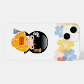 Summer Kokeshi Doll - Yellow Kimono Geisha Girl Case-Mate iPhone Hülle (Rückseite (Horizontal))