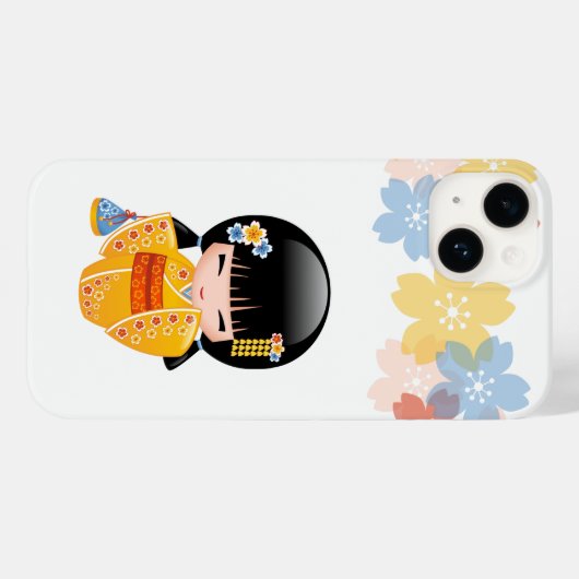 Summer Kokeshi Doll - Yellow Kimono Geisha Girl Case-Mate iPhone Hülle (Rückseite (Horizontal))