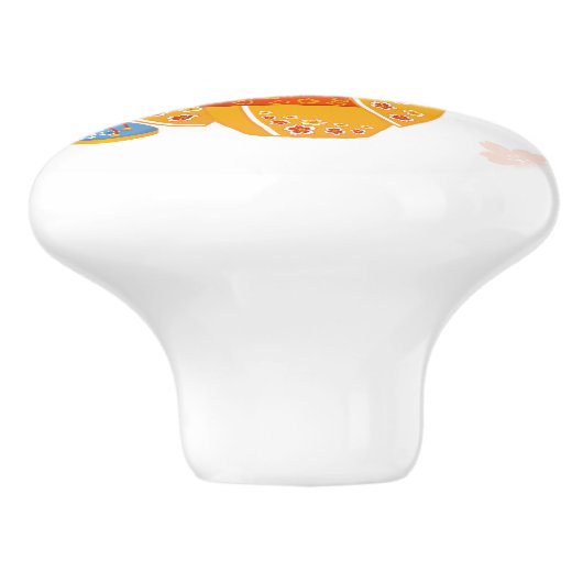 Summer Kokeshi Doll - Yellow Kimono Geisha Girl Keramikknauf (Seitenansicht)