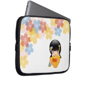 Summer Kokeshi Doll - Yellow Kimono Geisha Girl Laptopschutzhülle (Vorne Rechts)