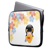 Summer Kokeshi Doll - Yellow Kimono Geisha Girl Laptopschutzhülle (Vorderseite Links)
