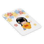 Summer Kokeshi Doll - Yellow Kimono Geisha Girl Magnet (Rechte Seite)