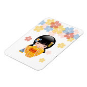 Summer Kokeshi Doll - Yellow Kimono Geisha Girl Magnet (Linke Seite)