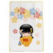 Summer Kokeshi Doll - Yellow Kimono Geisha Girl Mittlere Geschenktüte (Rückseite)