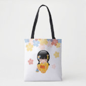 Summer Kokeshi Doll - Yellow Kimono Geisha Girl Tasche (Vorderseite)