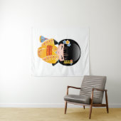 Summer Kokeshi Doll - Yellow Kimono Geisha Girl Wandteppich (Beispiel (Horizontal))