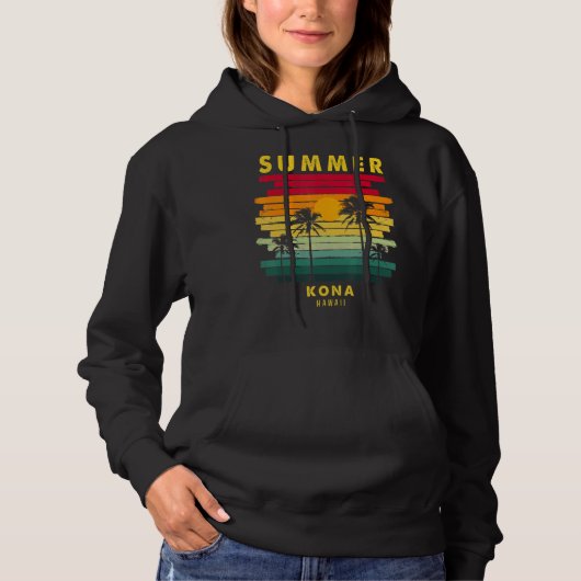 Summer Kona Hawaii Beach Sunset Retro Hoodie (Vorderseite)