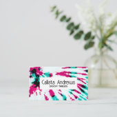 Summer Künstlerisch Girl Neon Aquamarin Pink Gefär Visitenkarte (Stehend Vorderseite)