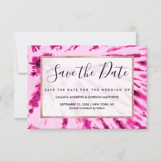 Summer Künstlerisch Girl Neon Blush Pink Gefärbte Save The Date (Vorderseite)