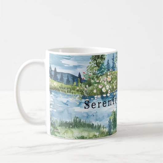 Summer Lake Boat Flowers Serenity Kaffeetasse (Links)