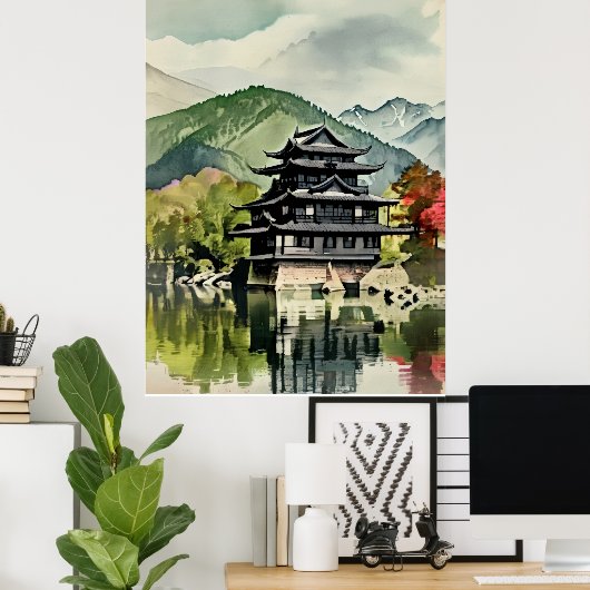 Summer Lake Castle Poster (Heimbüro)