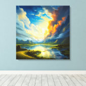 Summer Lake - Four Seasons Illustration Leinwanddruck (Insitu (Holzboden))