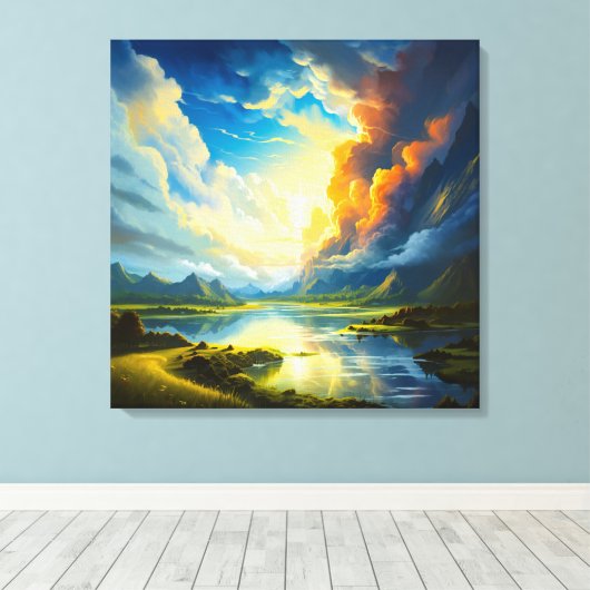 Summer Lake - Four Seasons Illustration Leinwanddruck (Insitu (Holzboden))