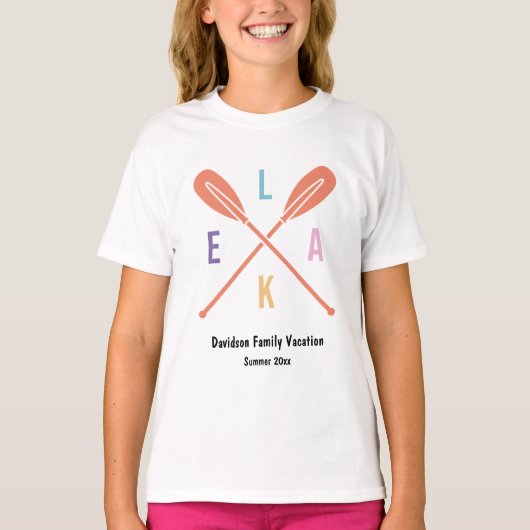 Summer Lake Paddle in Pastel Matching Family Kid T-Shirt (Vorderseite)