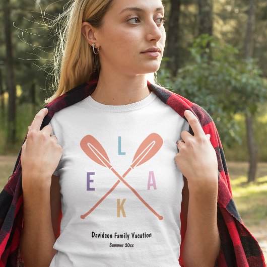 Summer Lake Paddle in Pastel Matching Family Mama T-Shirt