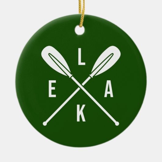 Summer Lake Paddle mit / Custom Text Green Christm Keramik Ornament (Vorne)