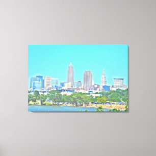 Summer Lake Skyline Cleveland, OH Canvas Print Leinwanddruck