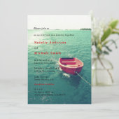 Summer Lakeside Hochzeit in Urlaubsort Individuell Einladung (Stehend Vorderseite)