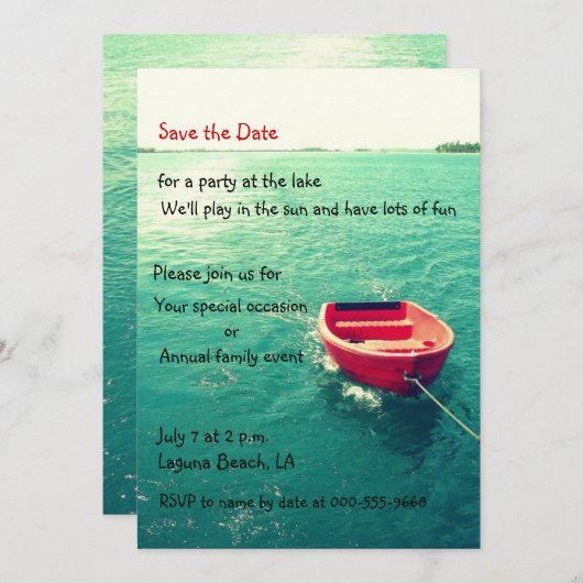 Summer Lakeside Party/Feierlichkeiten Individuelle Save The Date (Vorne/Hinten)