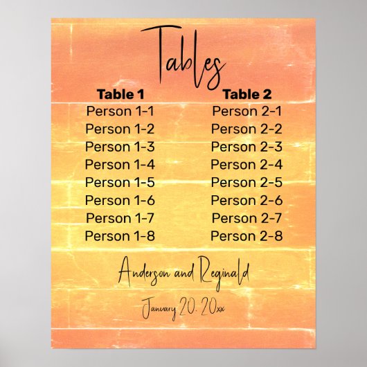 Summer Lässig Pastel Empfang 8x2 Sitzkarte Poster (Vorne)