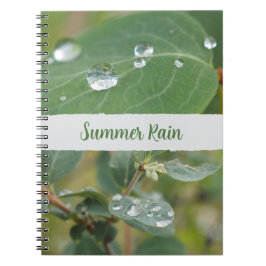 Summer Leaves and Raindrops Photo Spiral Notebook Notizblock