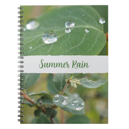 Summer Leaves and Raindrops Photo Spiral Notebook Notizblock (Vorderseite)