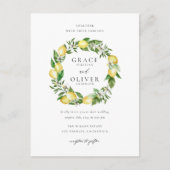 Summer Lemon and Greenerity Wreath QR Code Wedding Einladungspostkarte (Vorderseite)