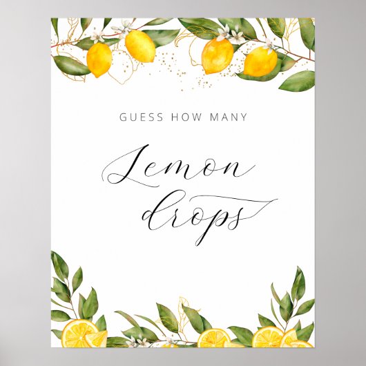 Summer Lemon Baby Dusche Wie viele Lemon Tropfen Poster (Vorne)