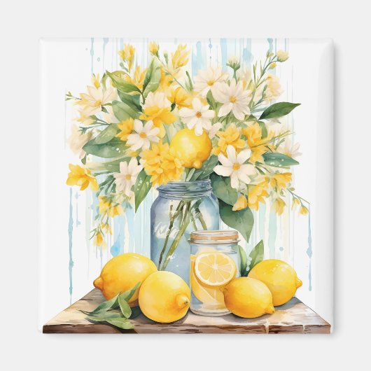Summer Lemon Blossom Jar Magnet (Vorne)