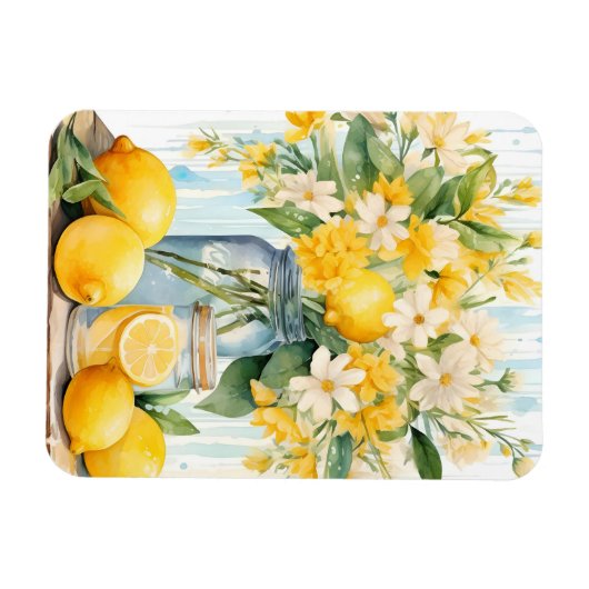 Summer Lemon Blossom Jar Magnet (Horizontal)