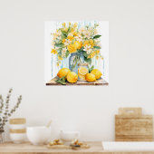 Summer Lemon Blossom Jar Poster (Küche)