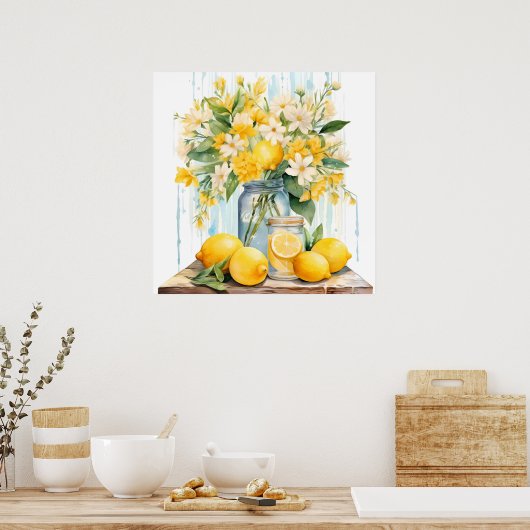 Summer Lemon Blossom Jar Poster (Küche)