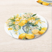 Summer Lemon Blossom Jar Runder Pappuntersetzer (Angewinkelt)