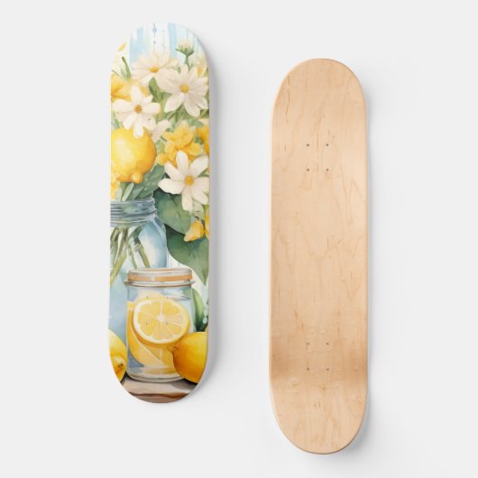 Summer Lemon Blossom Jar Skateboard (Vorderseite)