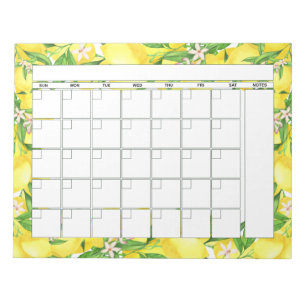 Summer Lemon Blossom Monatlicher Planerkalender Notizblock