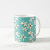 Summer Lemon Blüte Muster auf aquamarin Kaffeetasse (VorderseiteRechts)