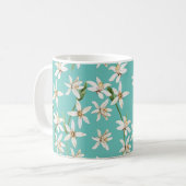 Summer Lemon Blüte Muster auf aquamarin Kaffeetasse (Vorderseite Links)