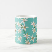 Summer Lemon Blüte Muster auf aquamarin Kaffeetasse (Mittel)