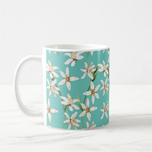 Summer Lemon Blüte Muster auf aquamarin Kaffeetasse